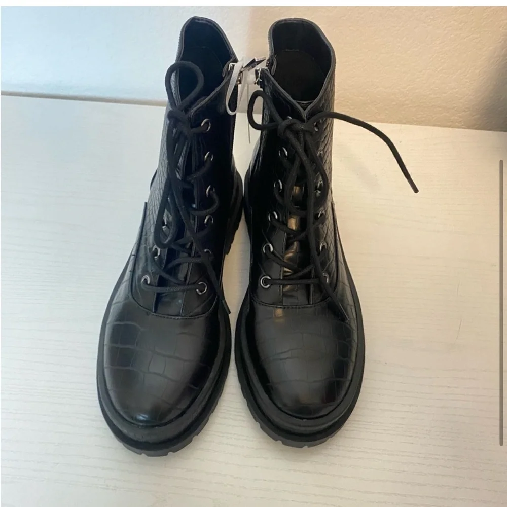 142. Jessica Simpson Enita Combat Lace-up Bootie In Black MSRP $149 - Picture 3 of 5